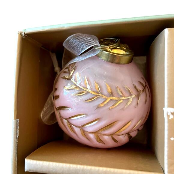 Tinsel & Fir Pink & Gold Glass Christmas Ornaments 3in Set of 6 Holiday Glam New - Picture 5 of 11